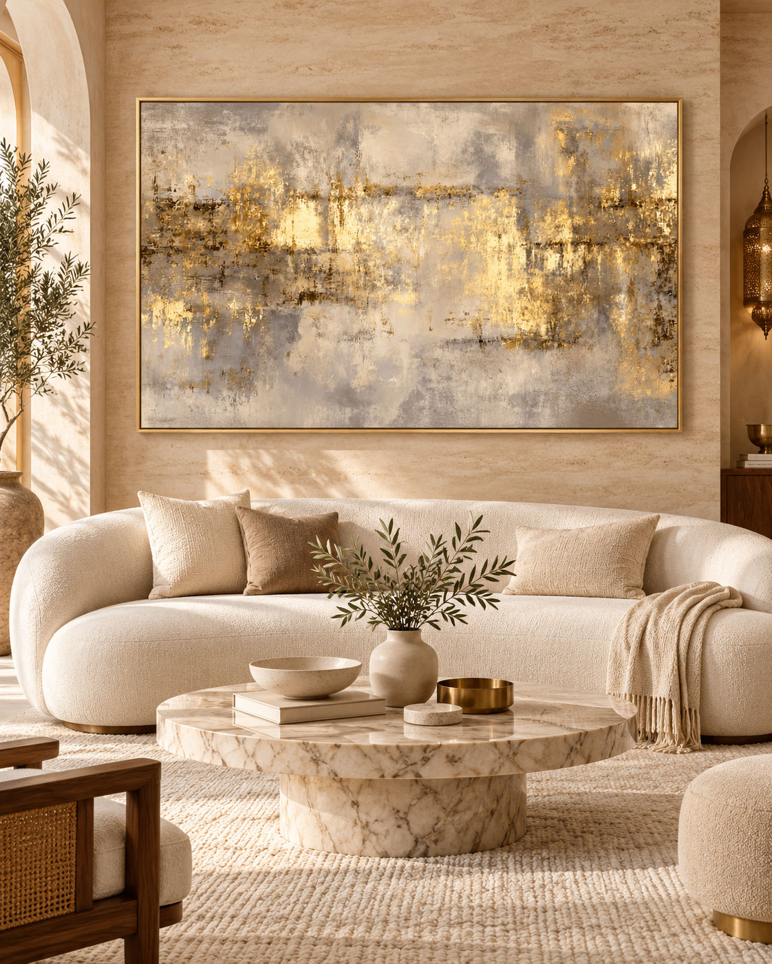 Tableau Or et brume accroché dans un intérieur