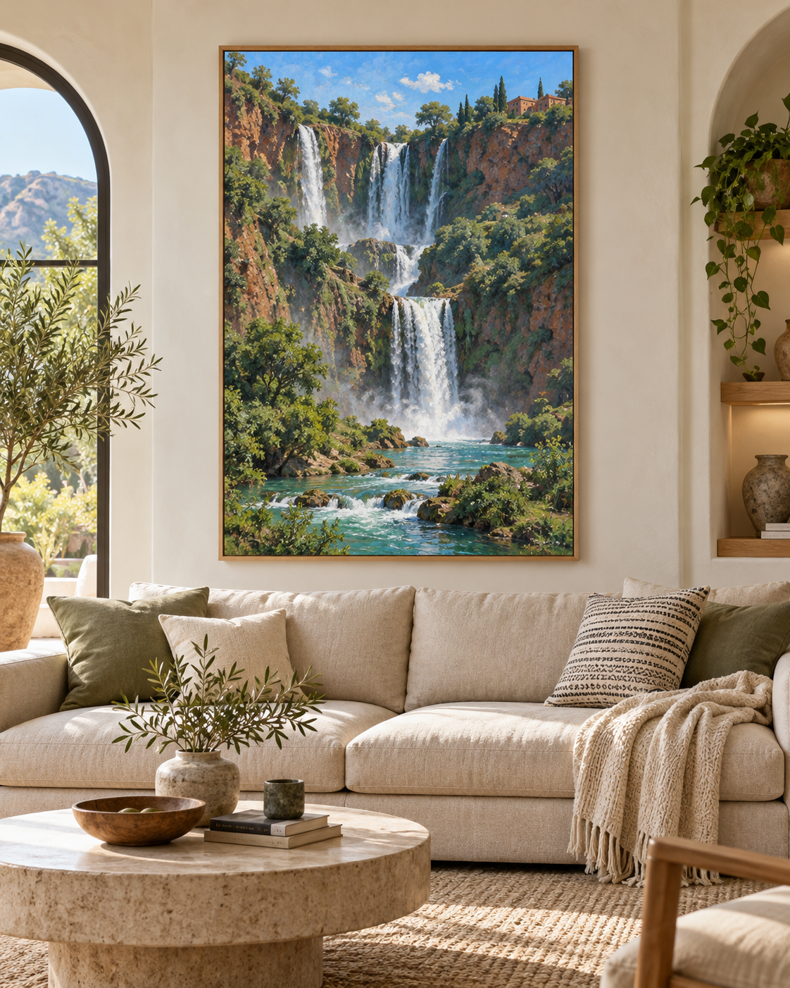 Tableau Ouzoud accroché dans un intérieur
