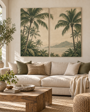 Tableau Palmiers accroché dans un intérieur