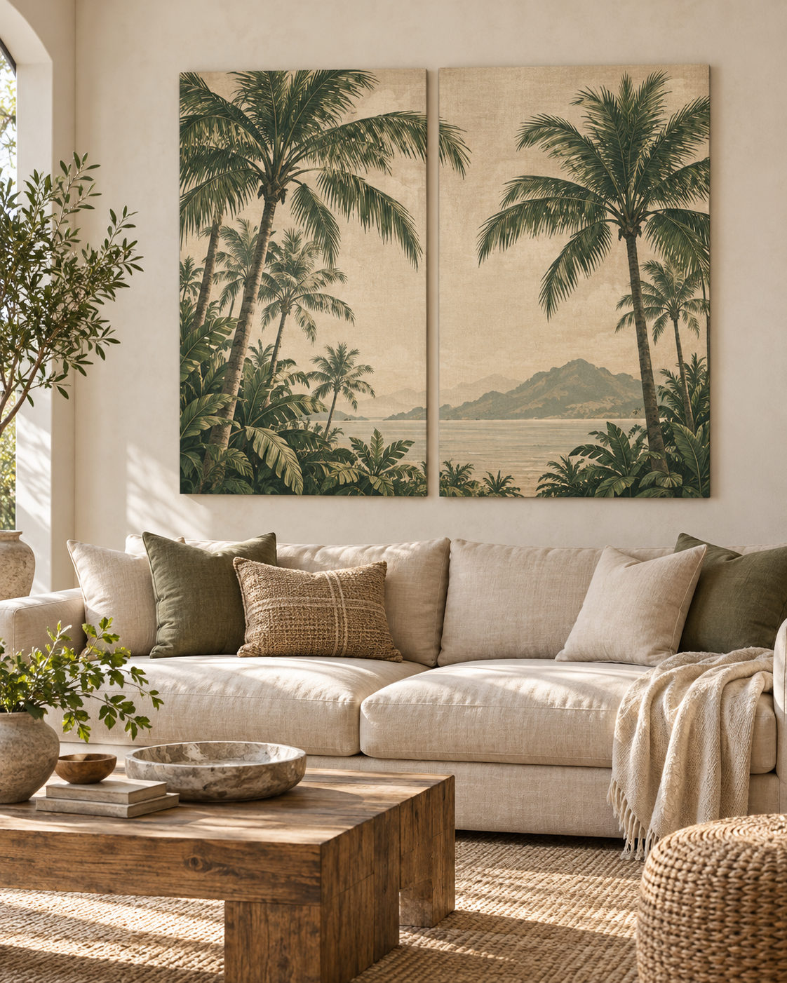 Tableau Palmiers accroché dans un intérieur