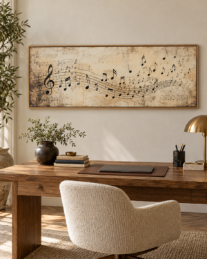 Tableau Partition accroché dans un intérieur