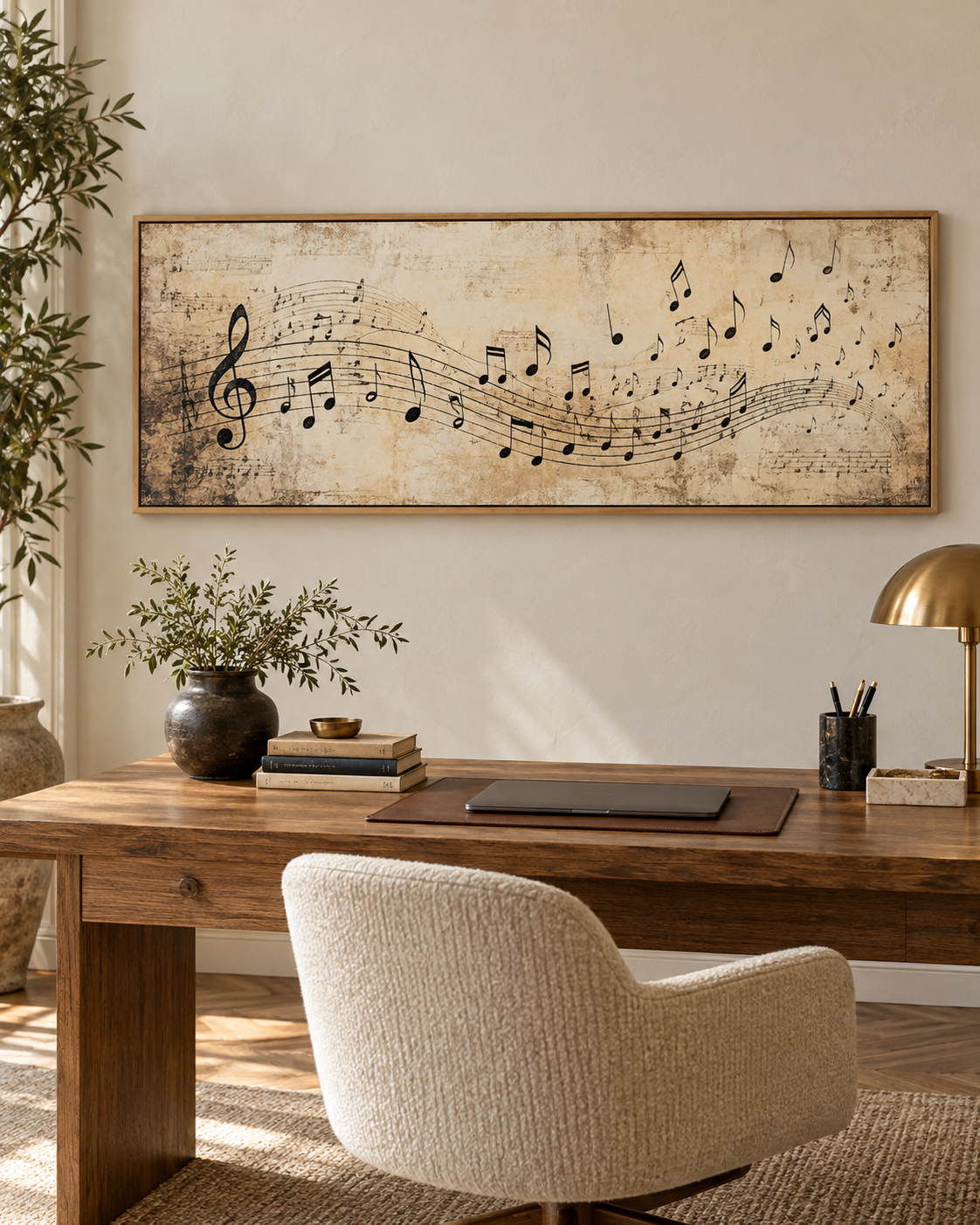 Tableau Partition accroché dans un intérieur