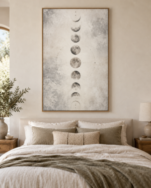 Tableau Phases de lune accroché dans un intérieur