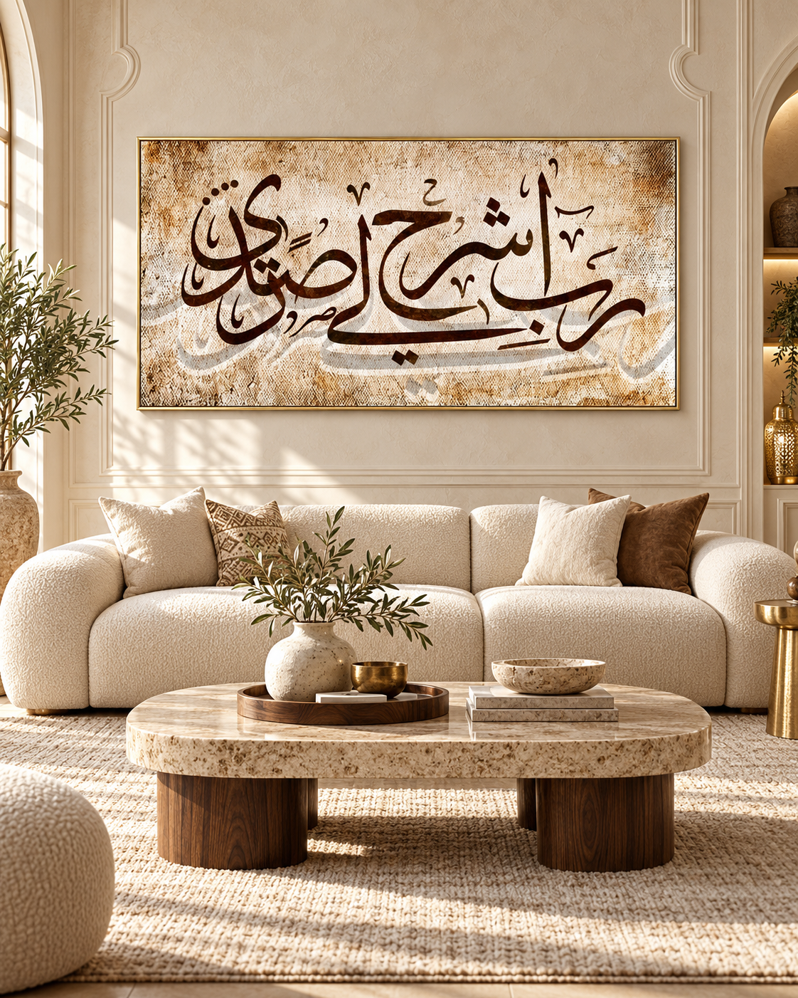 Tableau Rabbi ishraḥ lī ṣadrī accroché dans un intérieur