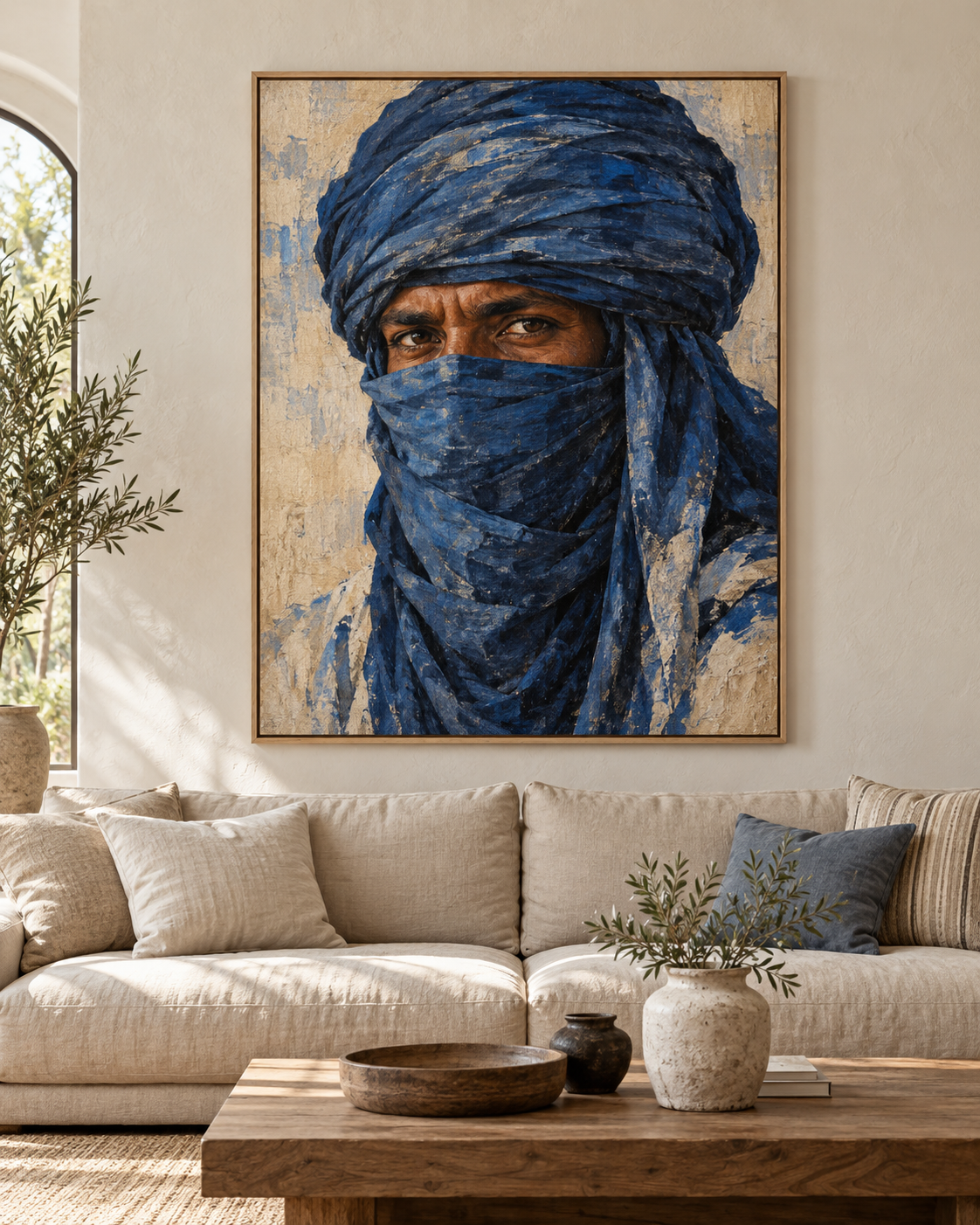 Tableau Regard touareg accroché dans un intérieur