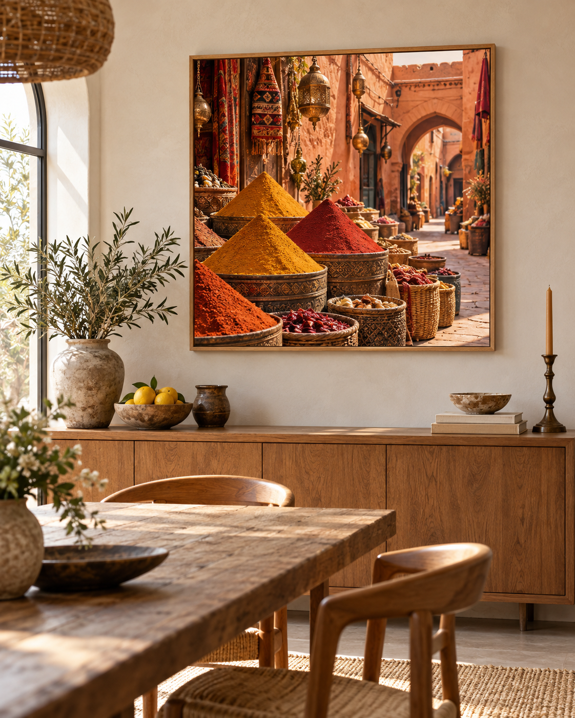 Tableau Souk aux épices accroché dans un intérieur