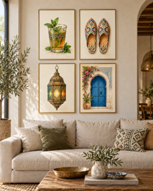 Tableau Souvenirs du Maroc accroché dans un intérieur