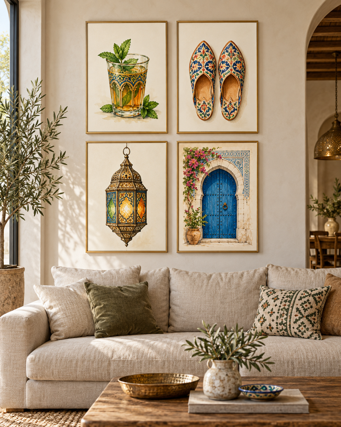 Tableau Souvenirs du Maroc accroché dans un intérieur