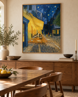 Tableau Terrasse du soir accroché dans un intérieur