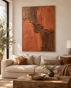 Tableau Terre brûlée accroché dans un intérieur