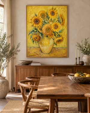 Tableau Tournesols accroché dans un intérieur
