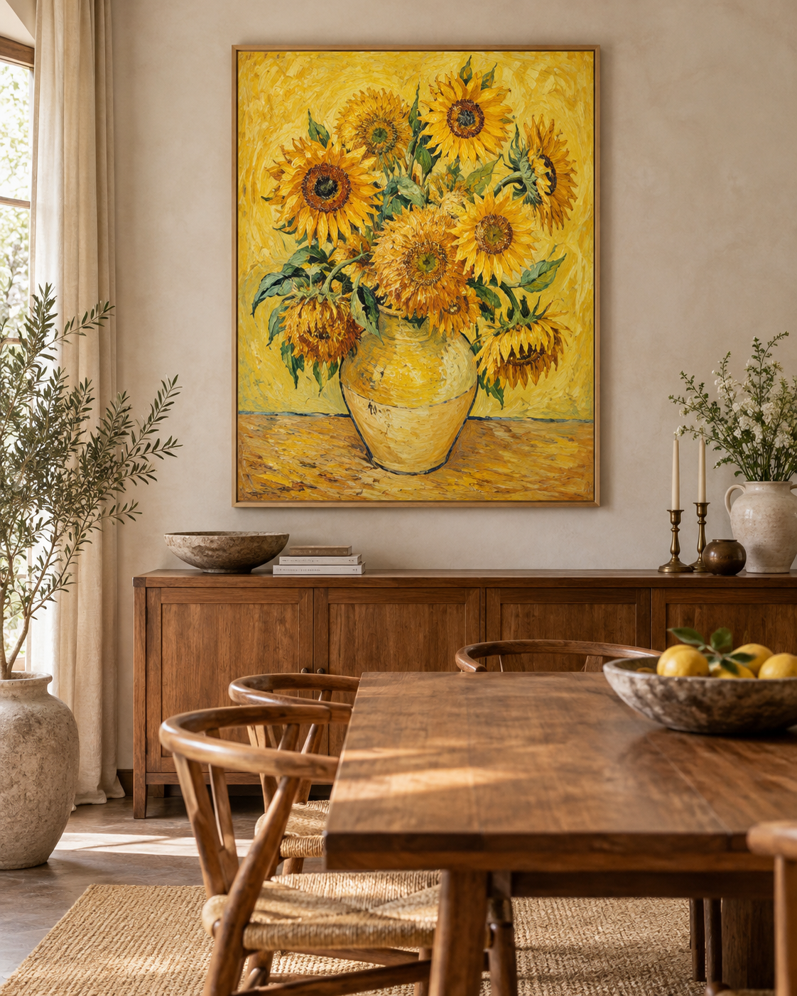 Tableau Tournesols accroché dans un intérieur