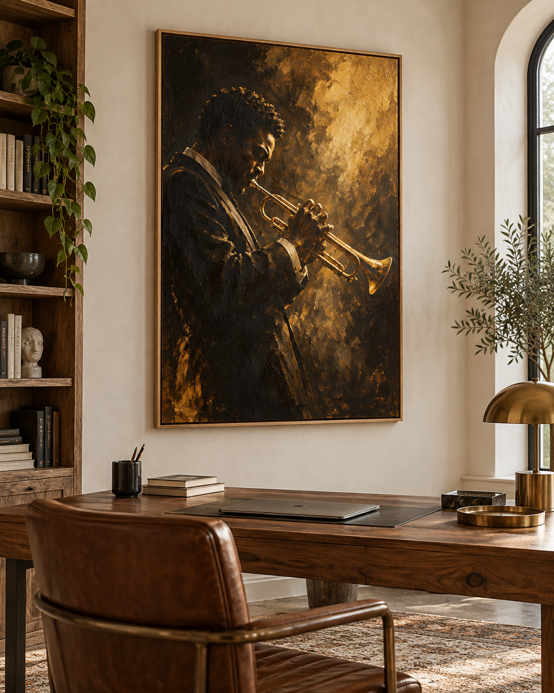 Tableau Trompette accroché dans un intérieur