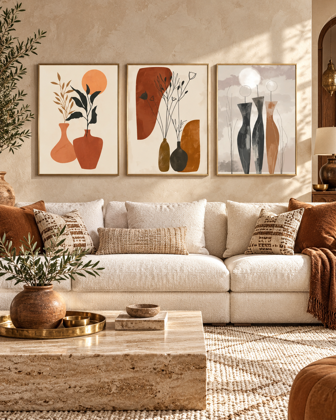 Tableau Vases bohèmes accroché dans un intérieur