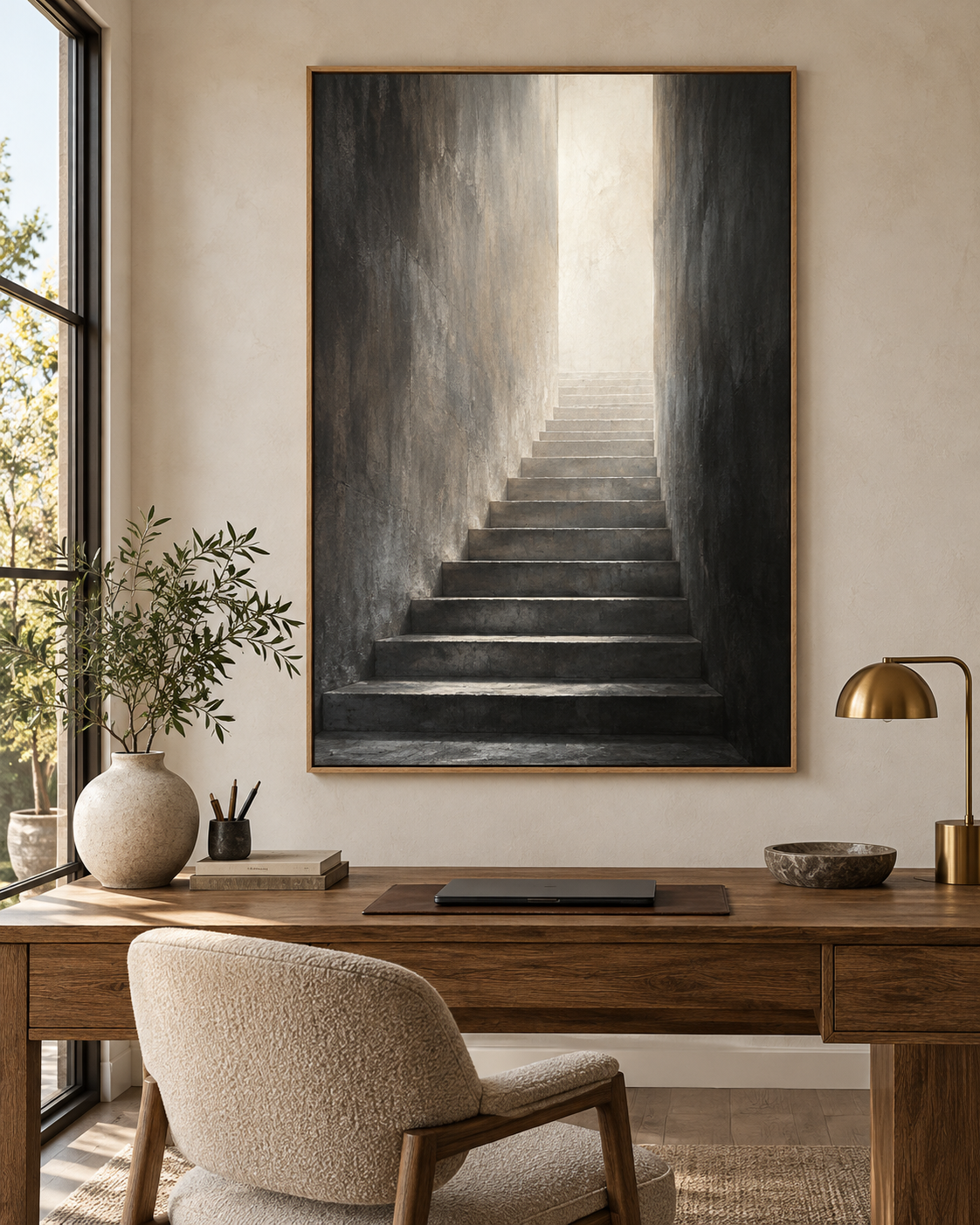 Tableau Vers la lumière accroché dans un intérieur