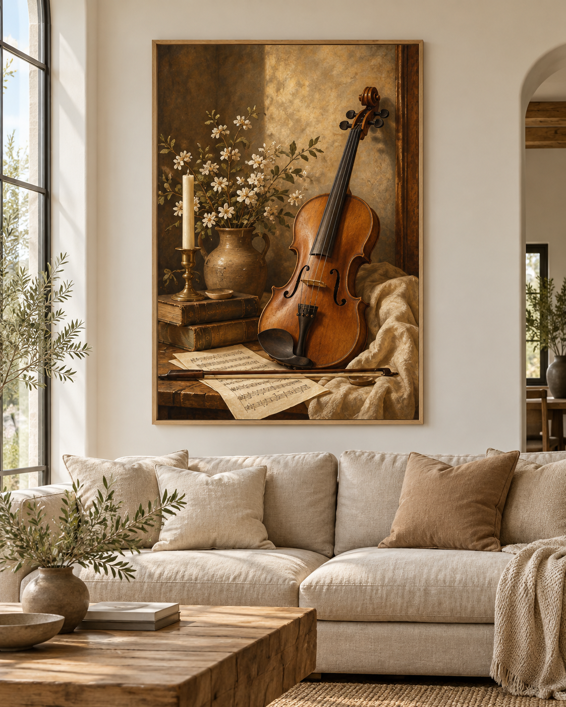 Tableau Violon ancien accroché dans un intérieur