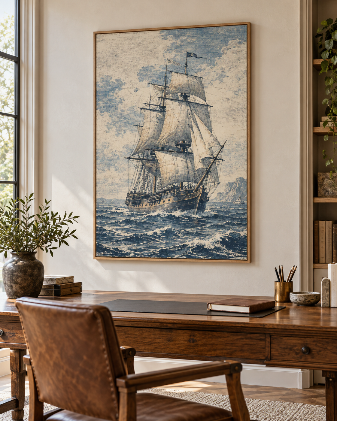 Tableau Voilier accroché dans un intérieur