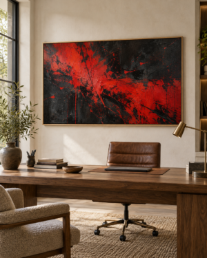 Tableau Volcan accroché dans un intérieur