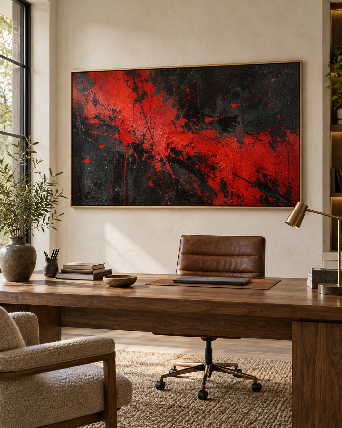 Tableau Volcan accroché dans un intérieur